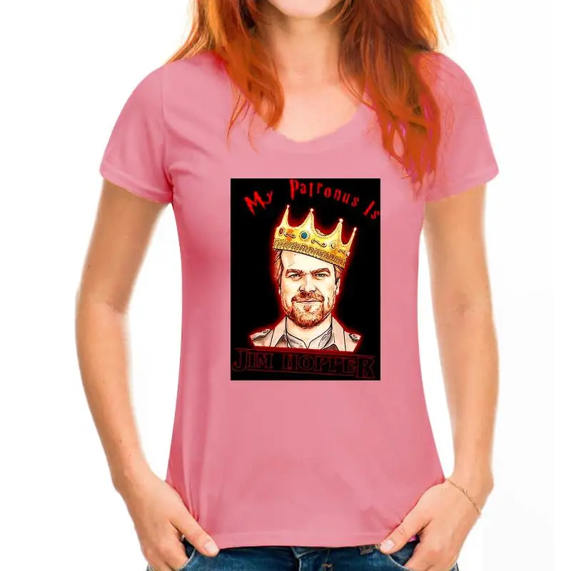 thumbnail image 1 of Camiseta Stranger tee Things My Patronus Is Jim Hopper, camiseta negra de algodón para hombre, tallas S-6XL, 1 of 5