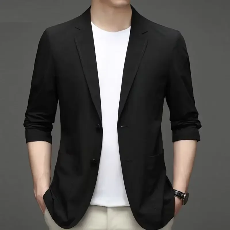 Casual Business Fashion Suit Jacket Autumn Slim Fit Western Style Men's Clothes For Middle-aged Men Smooths Silhouette