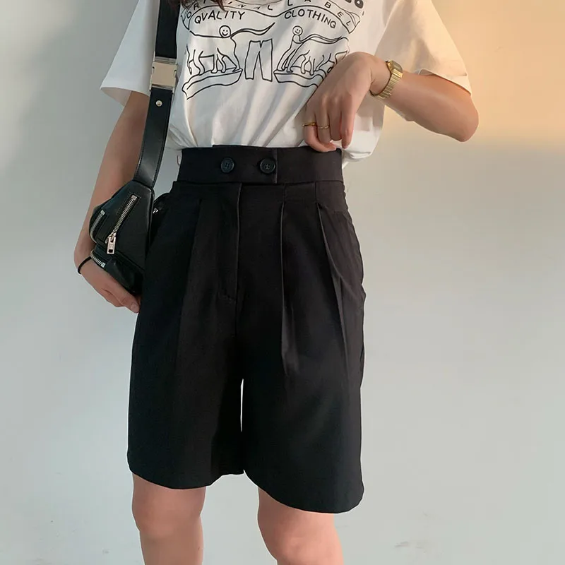 Ｗomen Summer Pants Knee Length Short Pants For Women Solid Casual Streewear Panties Women High Waist Straight Pants