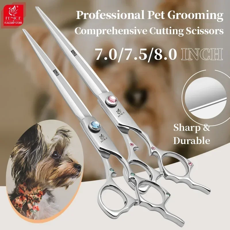Fenice 7.0 /7.5 inch Japan 440C pet dog hair grooming straight cutting scissors, dog grooming scissors, dog grooming scissors kit
