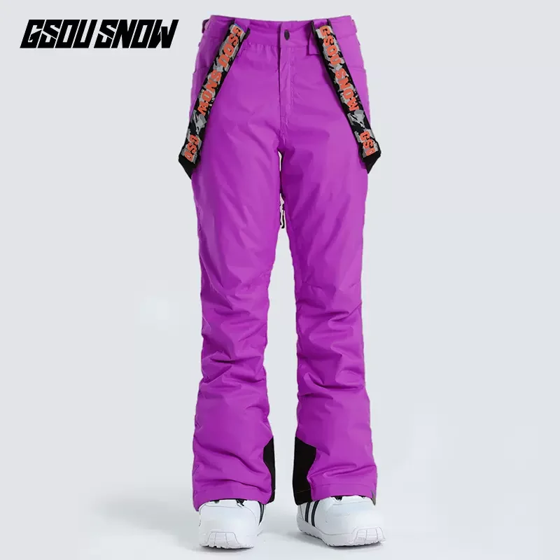 

Gsou-Women's Windproof and Waterproof Snow Ski Pants, Thick Warm Snowsuit, Snowboard Double Strap Snow Pants, 2023