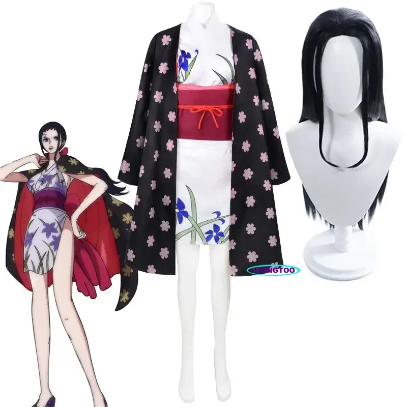 Anime Onepiece Nico Robin Cosplay Kimono Wano Country Miss.All Sunday Robin Parrucca Copricapo Wafuku Costume Di Halloween Giapponese