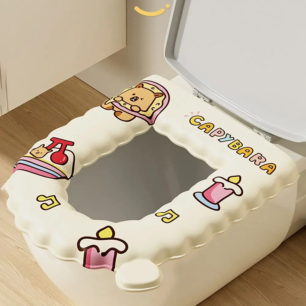 Durable Capybara Seat Ring Toilet Seat Cover Washable Extra Handle Toilet Pad Mat Waterproof Lid Cushion for Bathroom