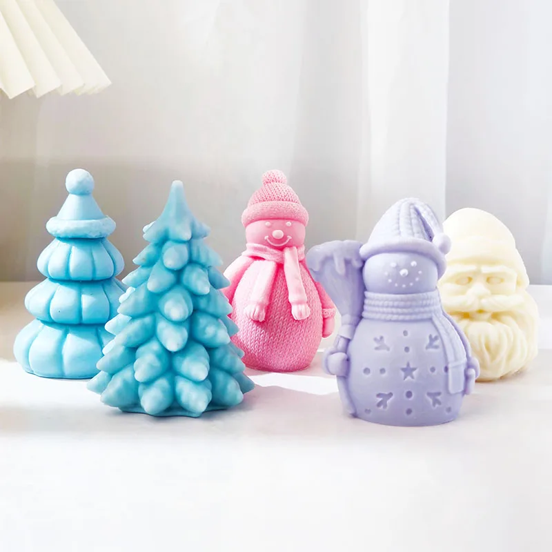 

Snowman Santa Candle Silicone Mold Christmas Tree Holiday Gift DIY Gypsum Candle Resin Mould Cake Chocolate Mold Christmas Decor