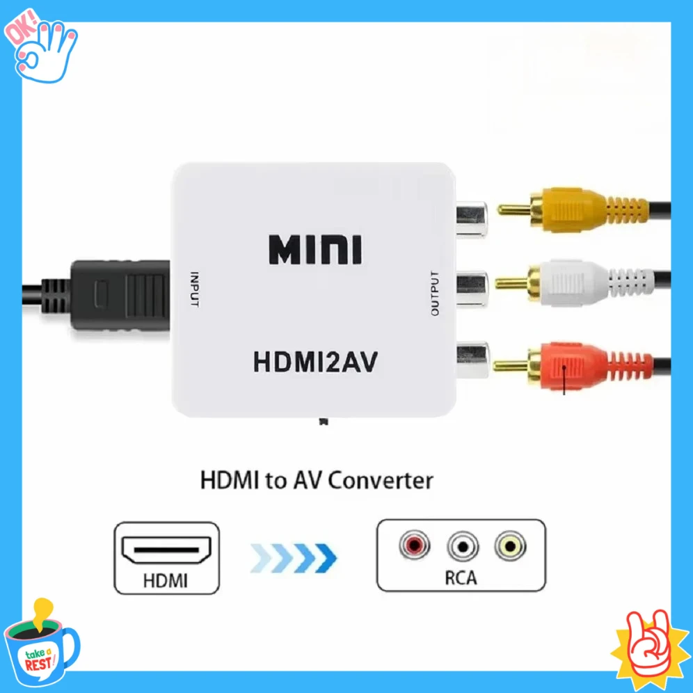 Universal HDMI to AV RCA Converter Box - Compact Video Composite Scaler