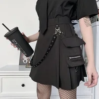 Plus Size Harajuku Punk Gothic Black High Waist Black Skirts Women Sexy Patchwork Bandage Mini Female Streetwear - Image 2
