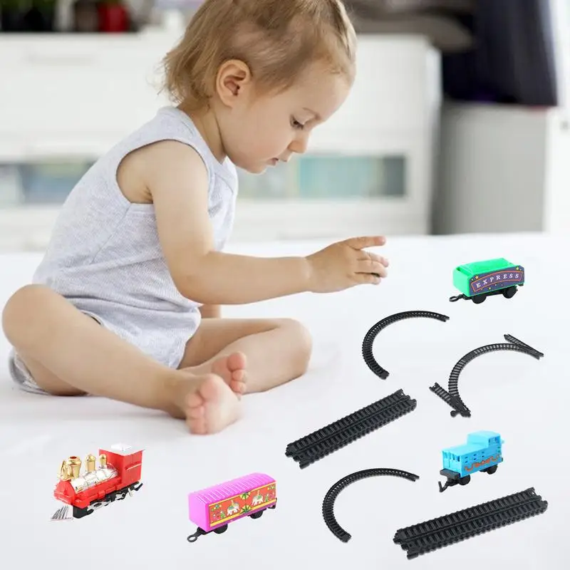 Christmas Trains Set Train Toy and Track Set Railway Tracks Diy Railway Tracks Educational Toys for Kids Party Xmas Gifts