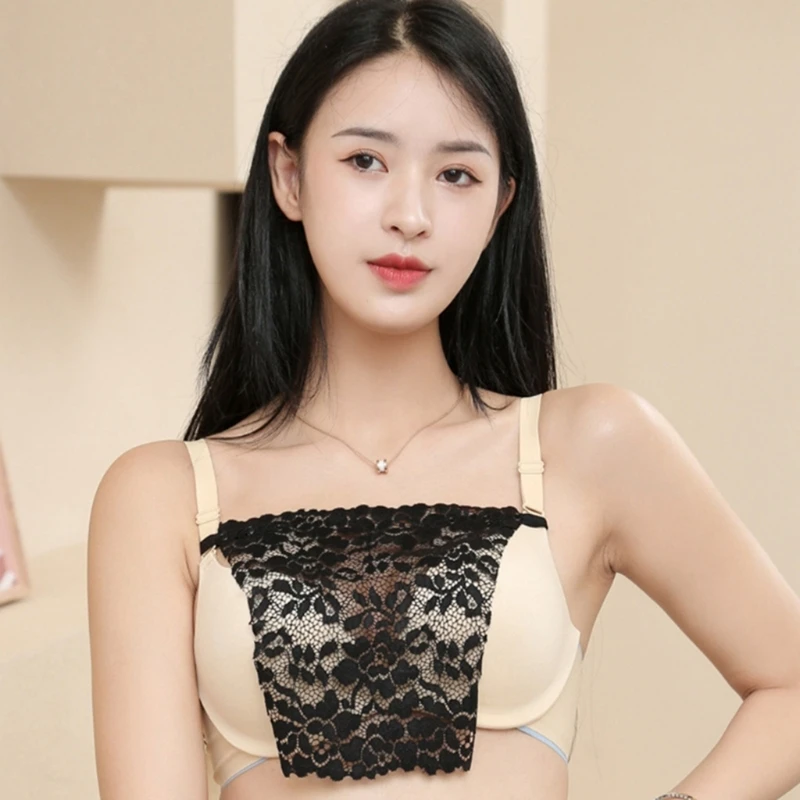 Ladies Lace Camisole Clip-On Mock Fashion Bra Insert Overlay Modesty Panel Vest Anti Peep Invisible Bra for Summer 6pcs women tank tops,lace camisole tops