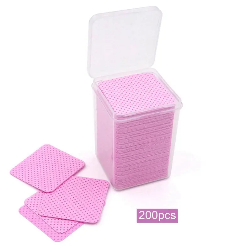 200 PCs Eyelash Gel Remover Cotton Wipes Nail Art Cleaning Pad Nail Polish Remover Nail Polish Remover Wipes Nail Cotton Pads Disposable Nail Pads