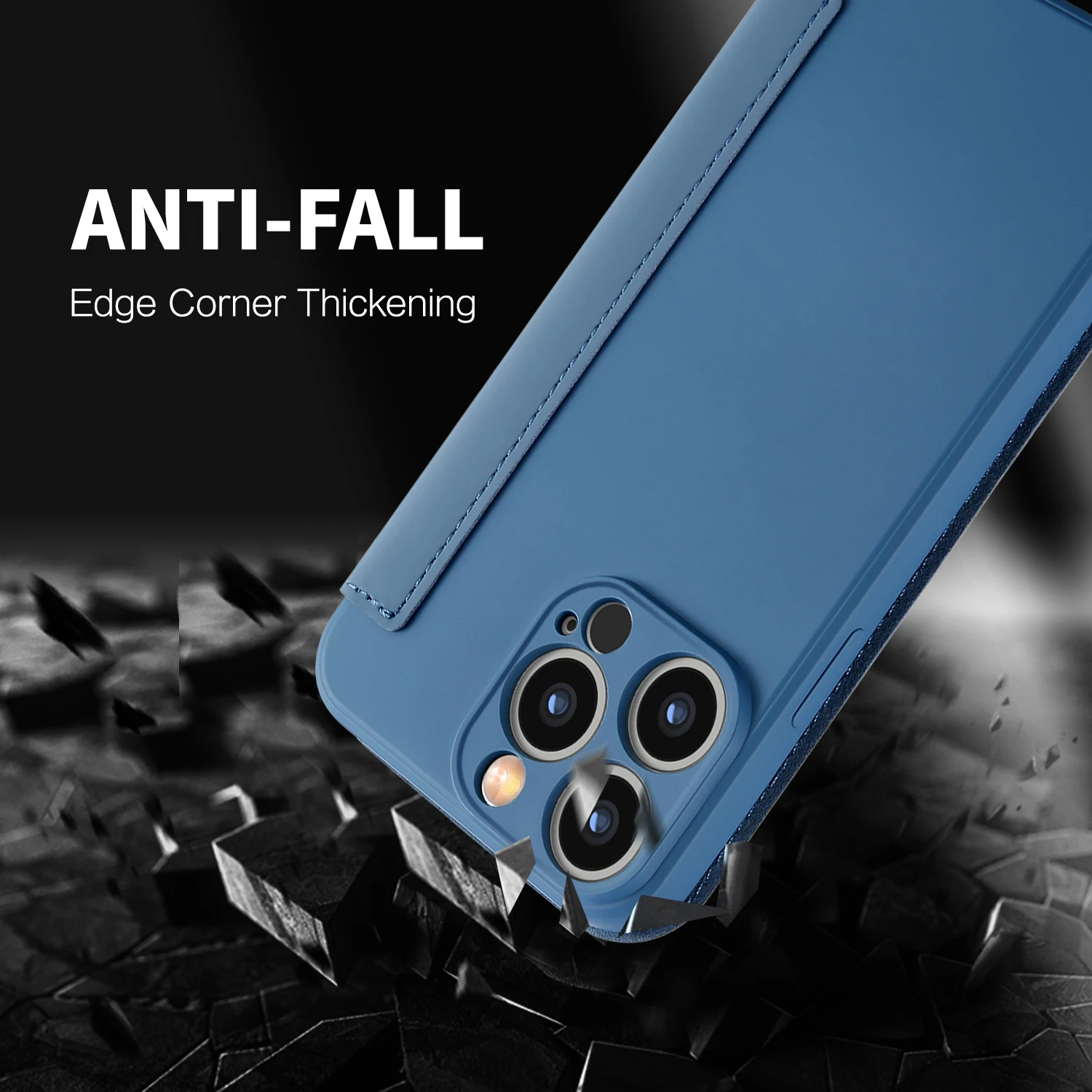 Luxury Flip Leather Case with Liquid Silicone Shockproof Card Pocket Wallet Cover