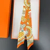 Match Colors For Women Belt Lock Chain Elegant Skinny Head Neck Silk Satin Small Bag Decoration Ribbon Scarf 2