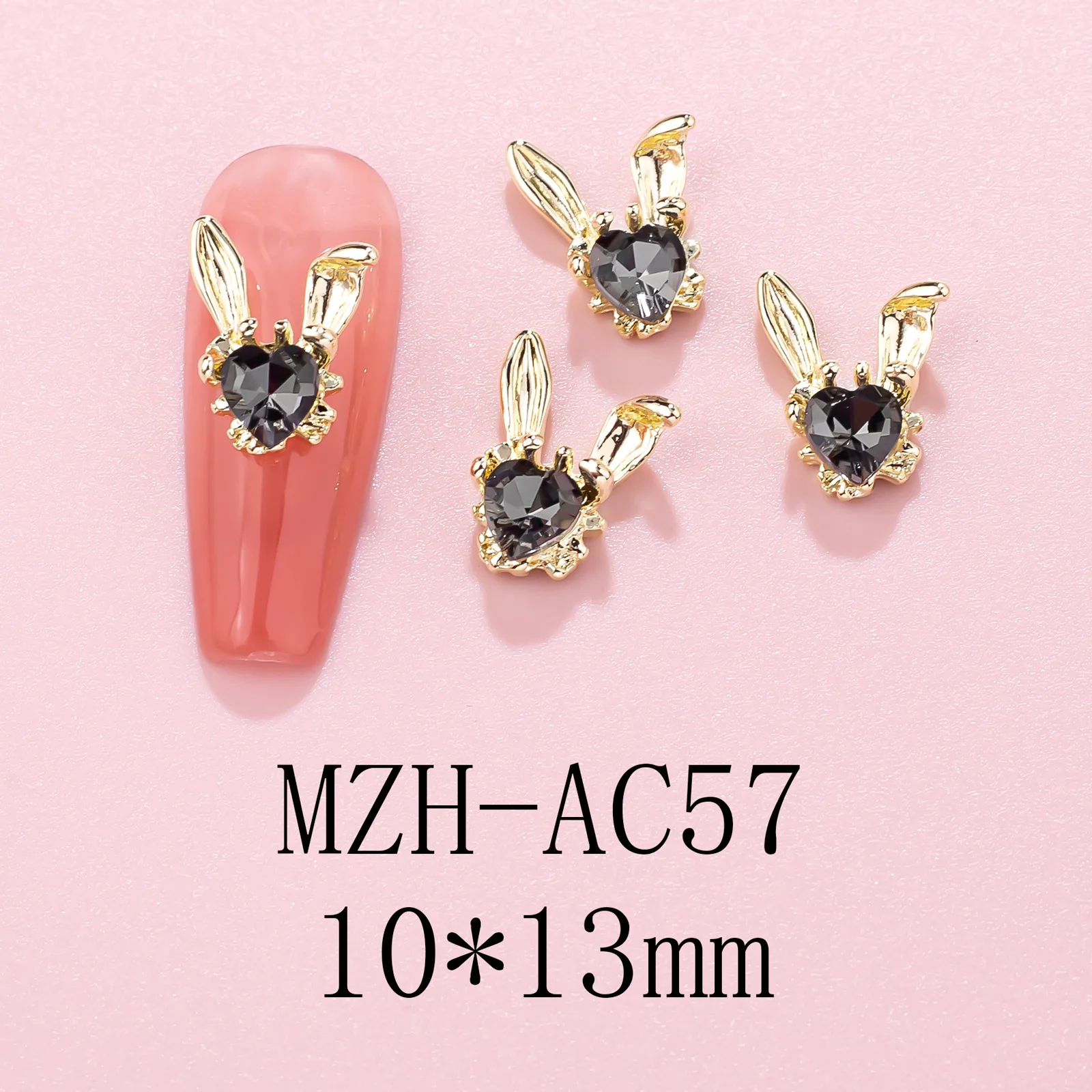 10 Stück Legierung Kaninchenkopf Strasssteine für Maniküre Hase Kopf Nagel Charms für Nagelzubehör – Detail 13