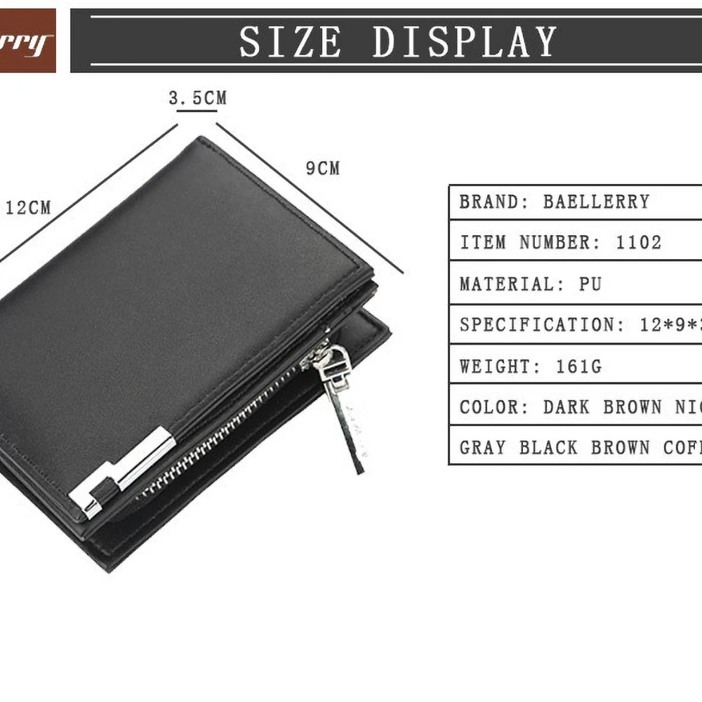 Baellerry Executive Gift Men's Short Wallet Slim RFID Blocking Multi-Card Slots PU Leather Essential