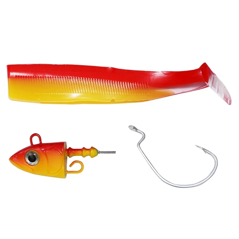 Fishing Lure Black Minnow Soft Lure Jigged Head Pre-assembled Bass Fishing Wobbler Swimbait