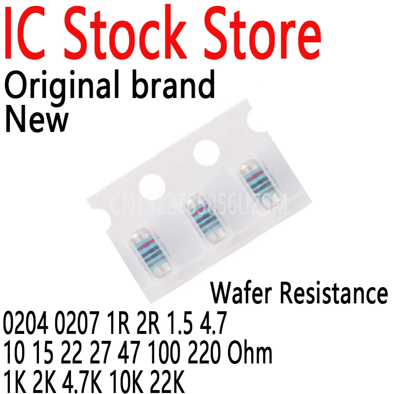 50 Pz Anello Di Colore Smd Resistenza Wafer Resistenza Cilindrica 0204 0207 1R 2R 1.5 4.7 10 15 22 27 47 100 220 Ohm 1K 2K 4.7K 10K 22K