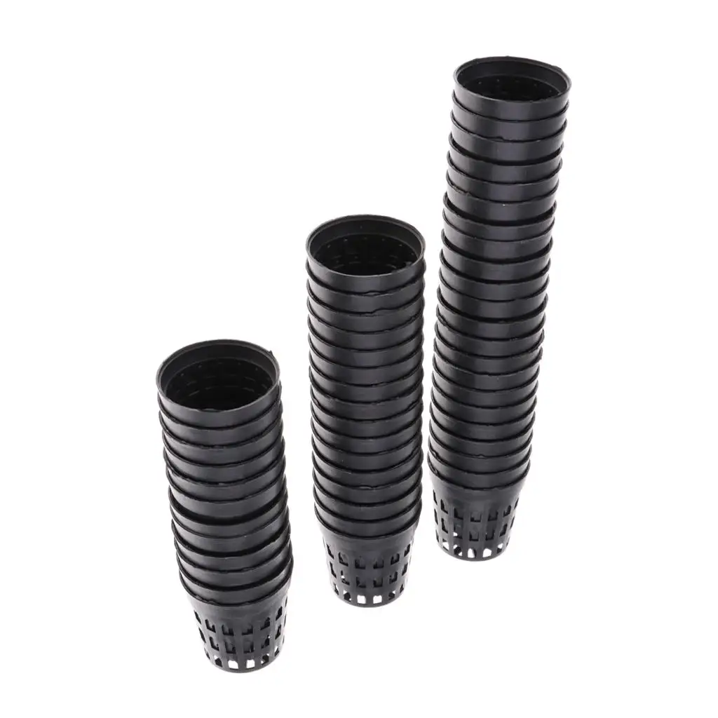50pcs Round Plant Planting Basket Aquatic Net Slit Pot Hydroponics Planting
