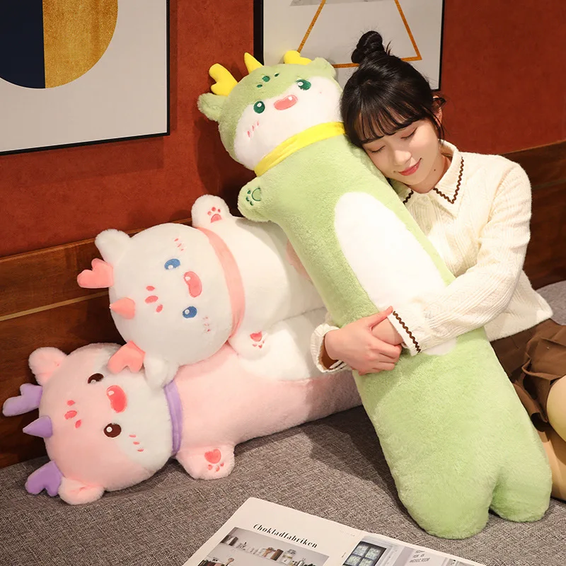 

2024 Cartoon 75-120cm Dragon Throw Pillow Super Soft Plush Toy Stuffed High Quality Animals Home Decor Multicolour Girls Gifts