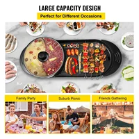 VEVOR Electric BBQ Pan 2 in 1 Grill Hot Pot Portable Smokeless Durable Material Fast Even Heated for Shellfish Vegetables Home 2