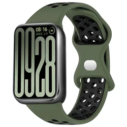 Breathable Silicone Sports Strap - Replacement Wristband Bracelet for Mi Band 9 8 Pro (Army Black)