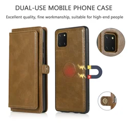 Premium Magnetic Flip Leather Wallet Phone Case with Card Holder and Secure Closure - (Samsung S25) (Brown)