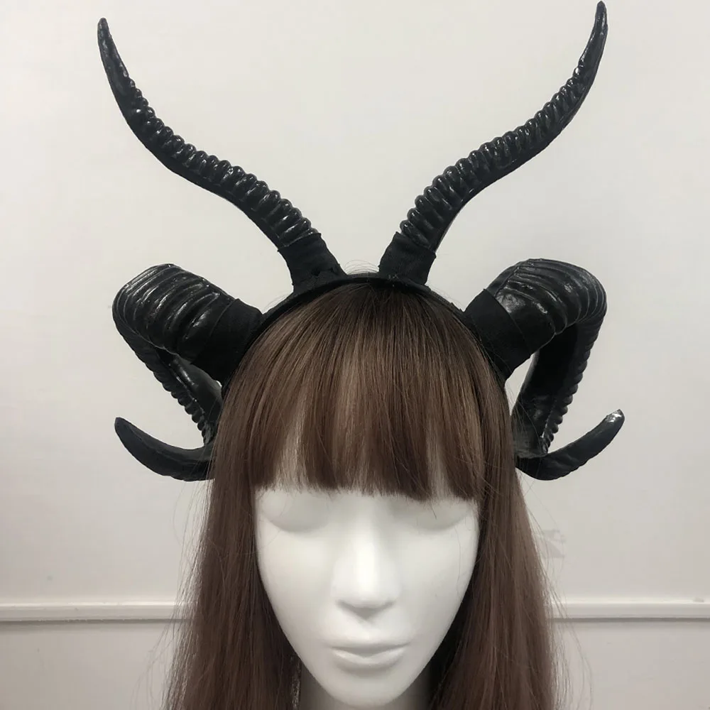 

Black Demon Horns Women Headpiece Cosplay Animal Girls Antelope Headwear Halloween Hairband Carnival Dress Up Party Costume