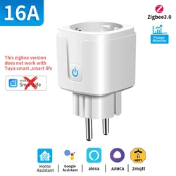Smart WiFi/Zigbee Plug with Power Monitoring and Voice Control, EU Socket 16A/20A - Zigbee 16A