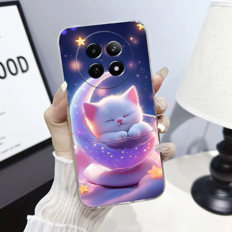 Marble Clear Soft Silicone Phone Case with Cute Cat Design