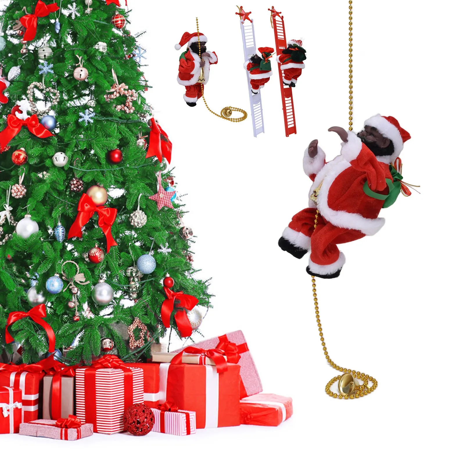 Christmas Electric Climb Ladder Christmas Tree Ornament Decoration For Indoor/Outdoor For New Year Kids Gifts event use giant 4 8mh outdoor inflatable christmas stocking 4m blow up gift display for holiday decoration custom design logo