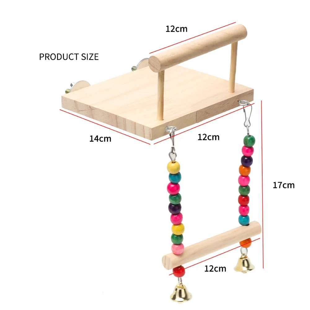 Bird Stand Platform Swing Toys Wooden Parrot Swing Toy Suspension Bridge Climbing Frame with Chewing Beads Birdcage Accessories 5
