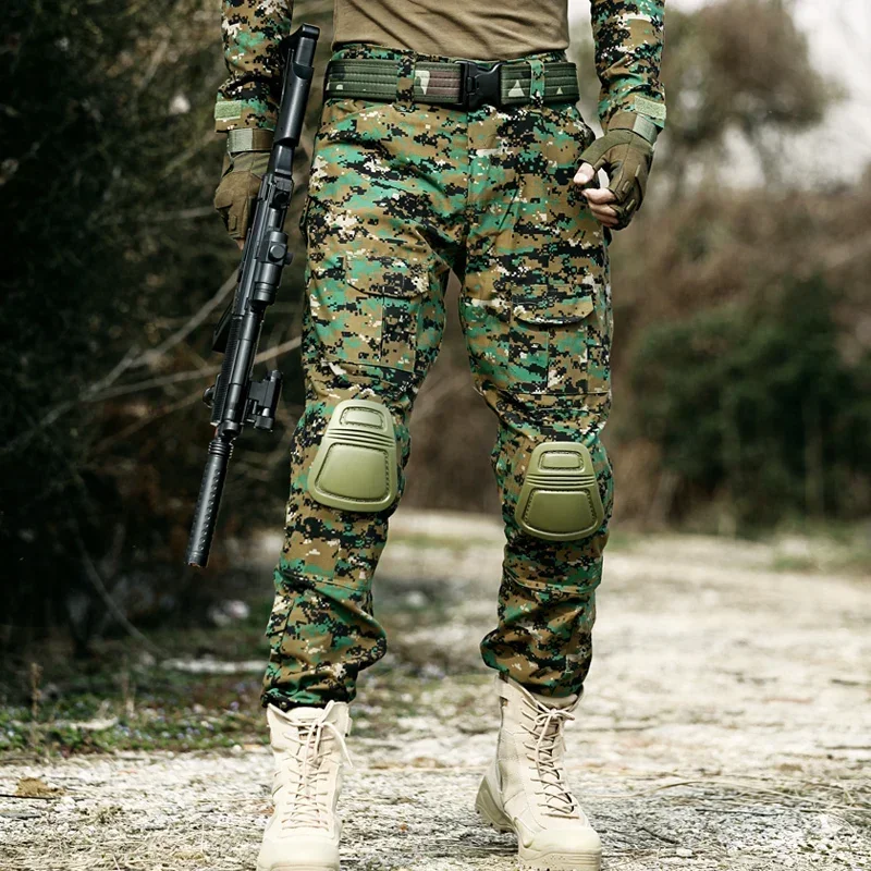 Hiking Pants Outdoor Training Clothes Men Hunting Pants with Knee Pads Airsoft Tactical Cargo Pants Hiking Trousers Paintball Clothing