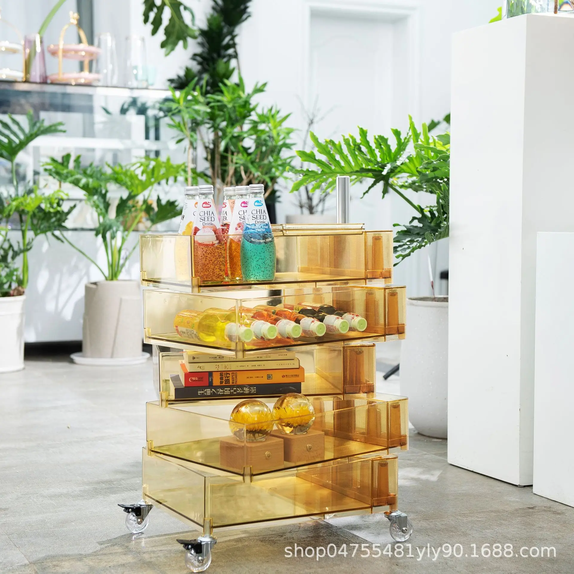 Ins Side Cabinet Rotating Storage Cabinet Movable Bedside Table Simple Nordic Storage Cosmetic Nightstand
