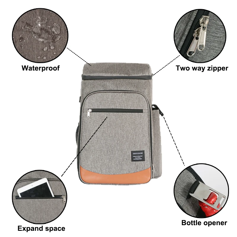 36L Picnic Bag Camping Food Insulated Ice Bags 600D Oxford Cloth Waterproofing Outdoor Party Beer Beverage Fruit Cooler Backpack