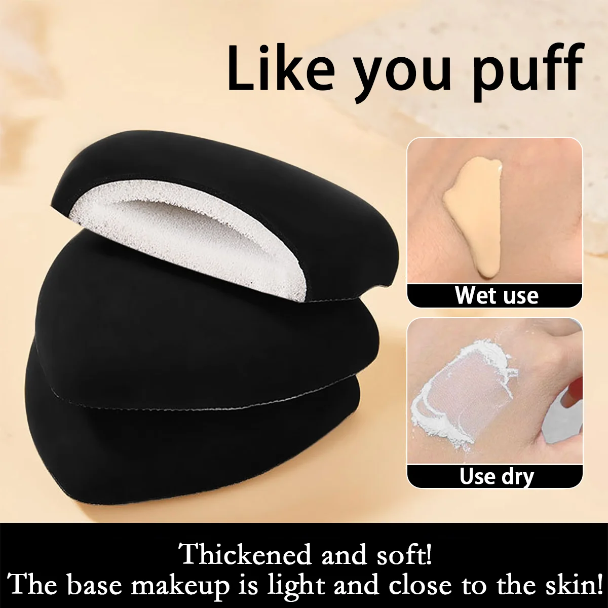 Black Triangle Powder Puff Facial Makeup Sponge Soft Velvet Cosmetics Puff Mixer Beauty Foundation Make-Up Sponge Makeup Access 2 Black Triangle Powder Puff Facial Makeup Sponge Soft Velvet Cosmetics Puff Mixer Beauty Foundation Make-Up Sponge Makeup Access - Image 2
