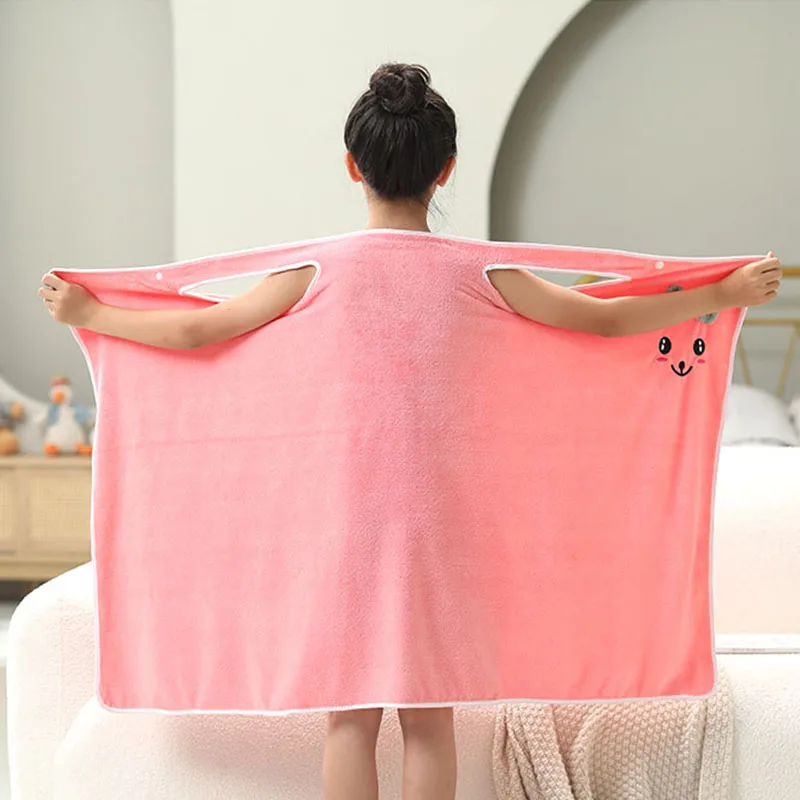 Children's Cute Cartoon Bath Towel Does Not Remove Hair Coral Velvet Absorbent Sling Home Bath Skirt Swimming Bath Towel 3