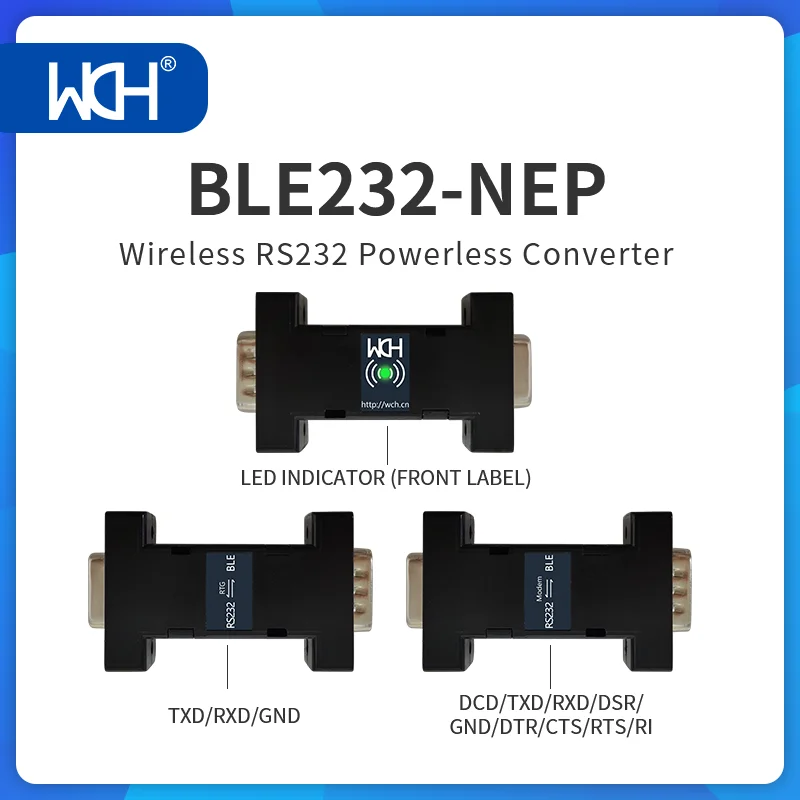 BLE232-NEP Wireless RS232 COM Port Serial Power-Free Converter CH9140 3 pin 9 pin DB9 Cable 2/5Pcs/Lot pcb board pcb board assembly printed circuit board
