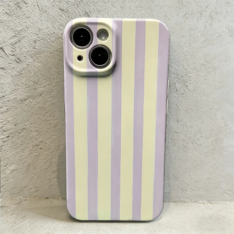 Vibrant Yellow and Purple Striped Hard Phone Case