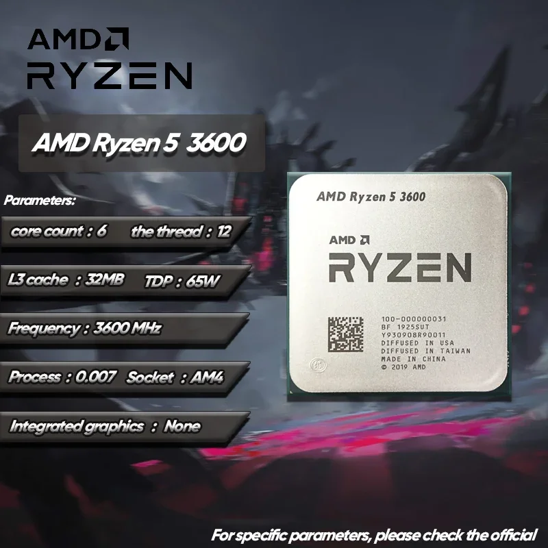 CPU Processor AMD Ryzen 5 3600 R5 3600 3.6 GHz GAMING Zen 2 7NM 65W L3=32M 100-000000031 Socket AM4