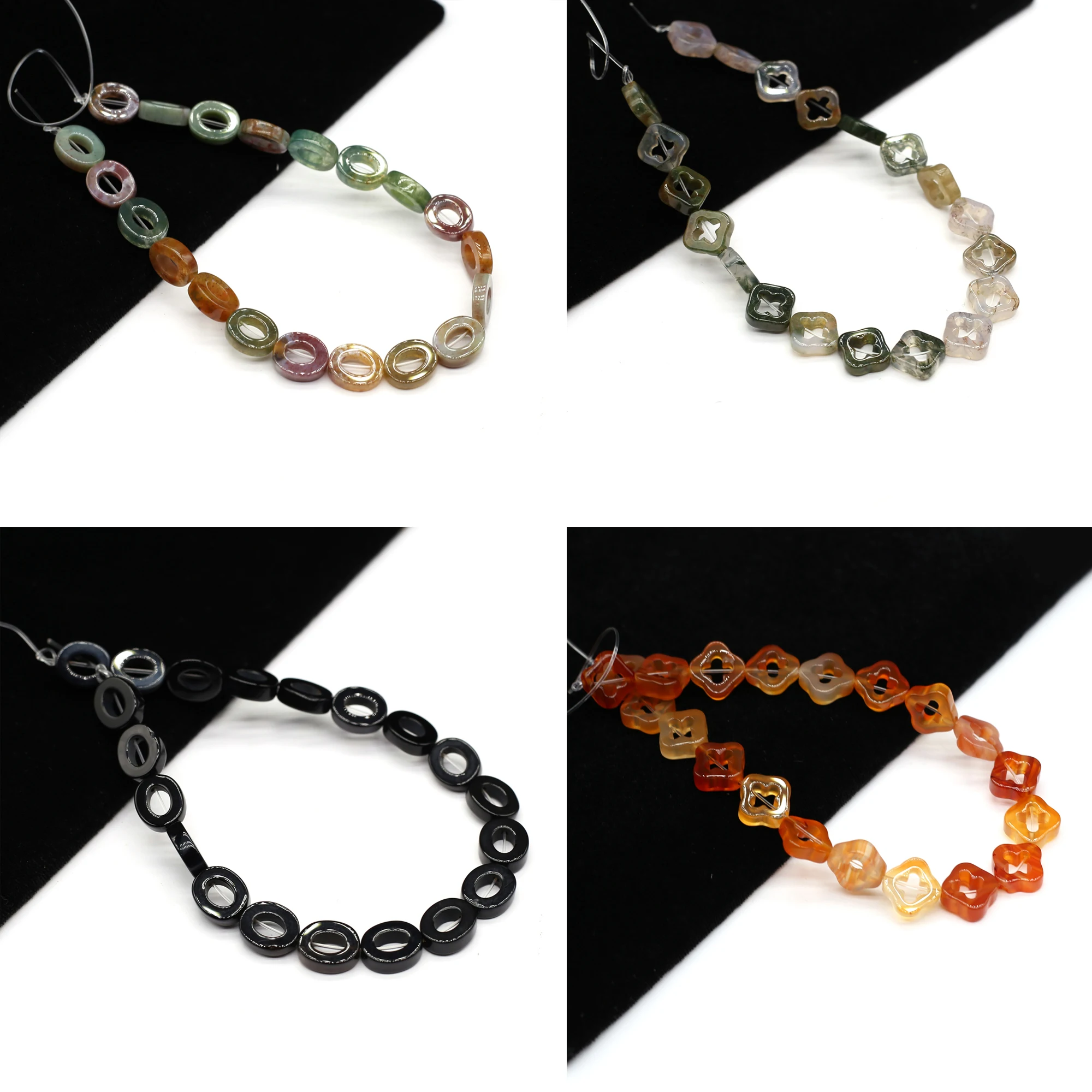 Natürliche Stein Achat Klee Ellipse Geformt Lose Abstand Perlen Große loch perlen Schmuck Machen DIY Halskette Armband Zubehör