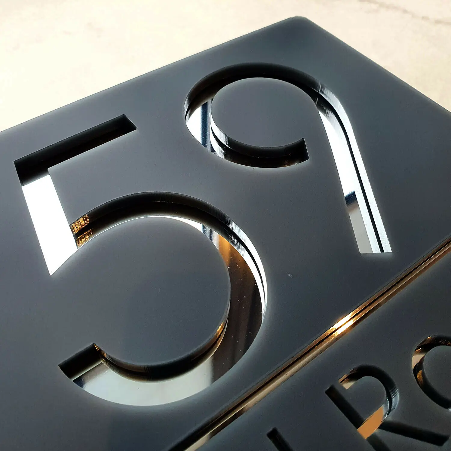 Personalised Laser Cut House Signs White Arcylic Plaque With Silver