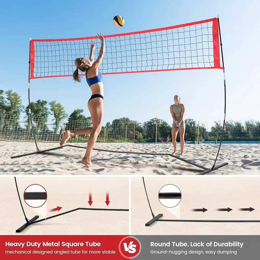 12FT Portable Volleyball Training Net ,volleyball Net Set for Beach Court or Serving Practice with Adjustable Height