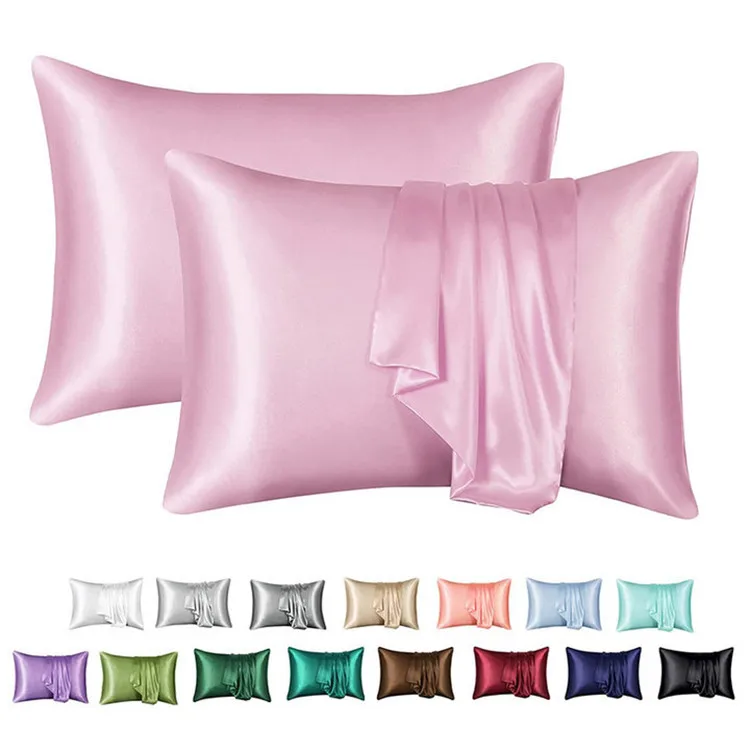 Description Picture 2 of itemLuxury Satin Pillow Case for Hair Skin Silk Satin Pillowcase 51x66/76cm Pillowcases Set Silky Pillow Cover with Envelope Closure