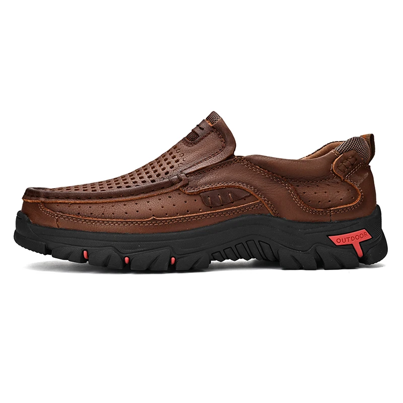 FLYLAND Summer Men Loafers Handmade Genuine Leather Casual Shoes Classic Business Soft Moccasins Breathable Mens Driving Shoes