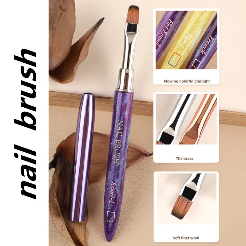 1PC Gel Brush Oval & Flat UV Gel Nail Art Brush Professional Design Brushes Salon Home DIY Manicure 5