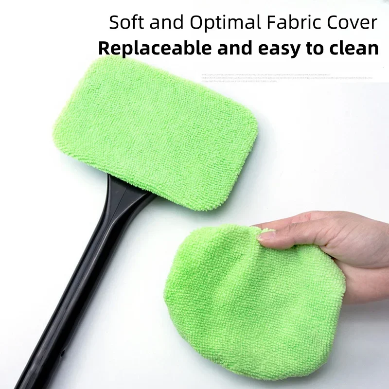 Car windshield defogging, wiping, cleaning brush