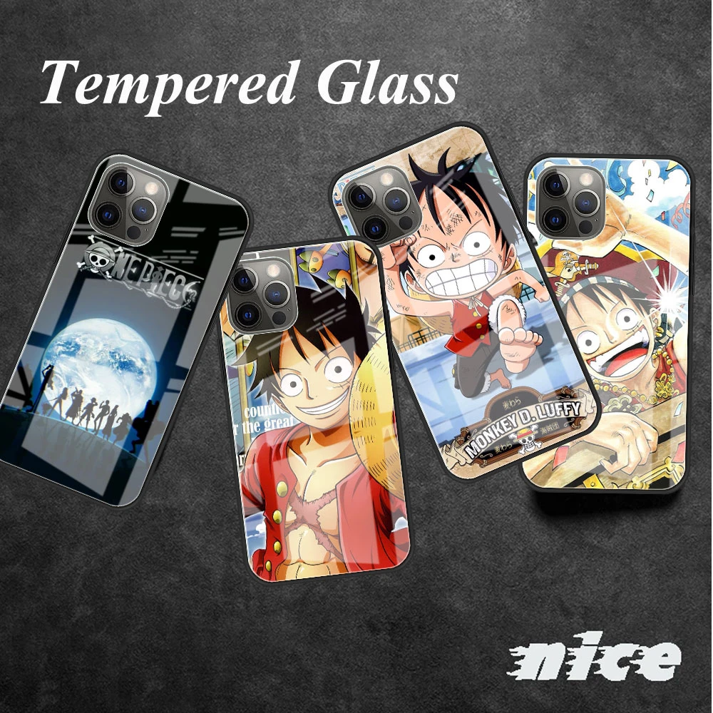 Glass Fashion Case For Apple iPhone 11 Pro Max 13 12 Mini 7 XR X XS 6 8 6S Plus SE 2020 Funda Phone Cover One Piece Japan Anime iphone 13 mini waterproof case