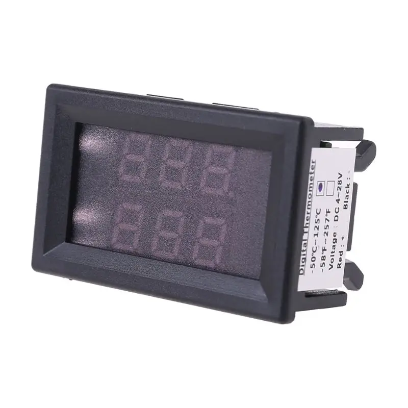 

Dual Display Digital Thermometer Red+Blue Temperature Tester for DC 4-28V