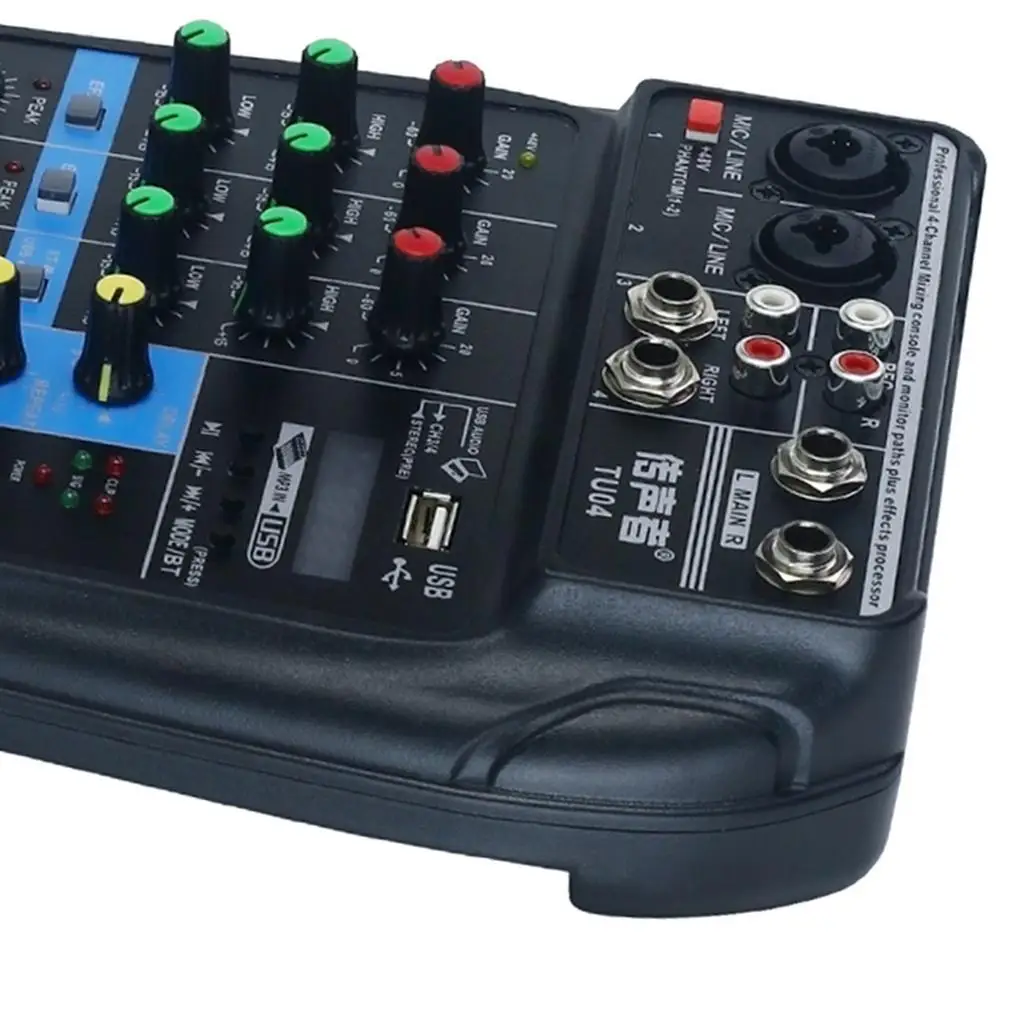 

4 Channel USB Audio Mixer Mixing Console Sound Card Small Mixer Black