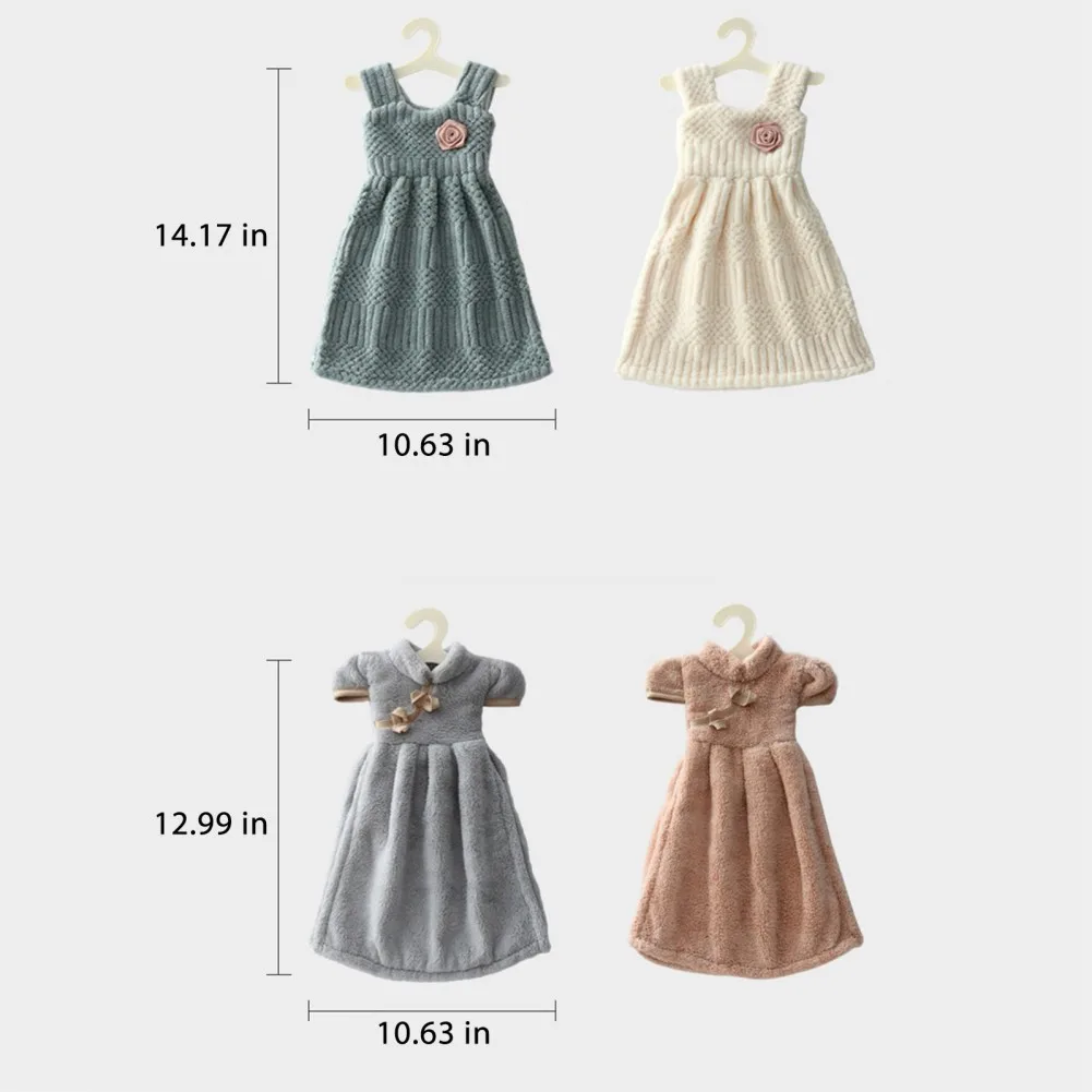 Cute Dress Hand Towels Coral Velvet Hand Towel Wall Mounted Quick-dry Absorbent Handkerchief Dress Hand Towel Kitchen Bath Towe