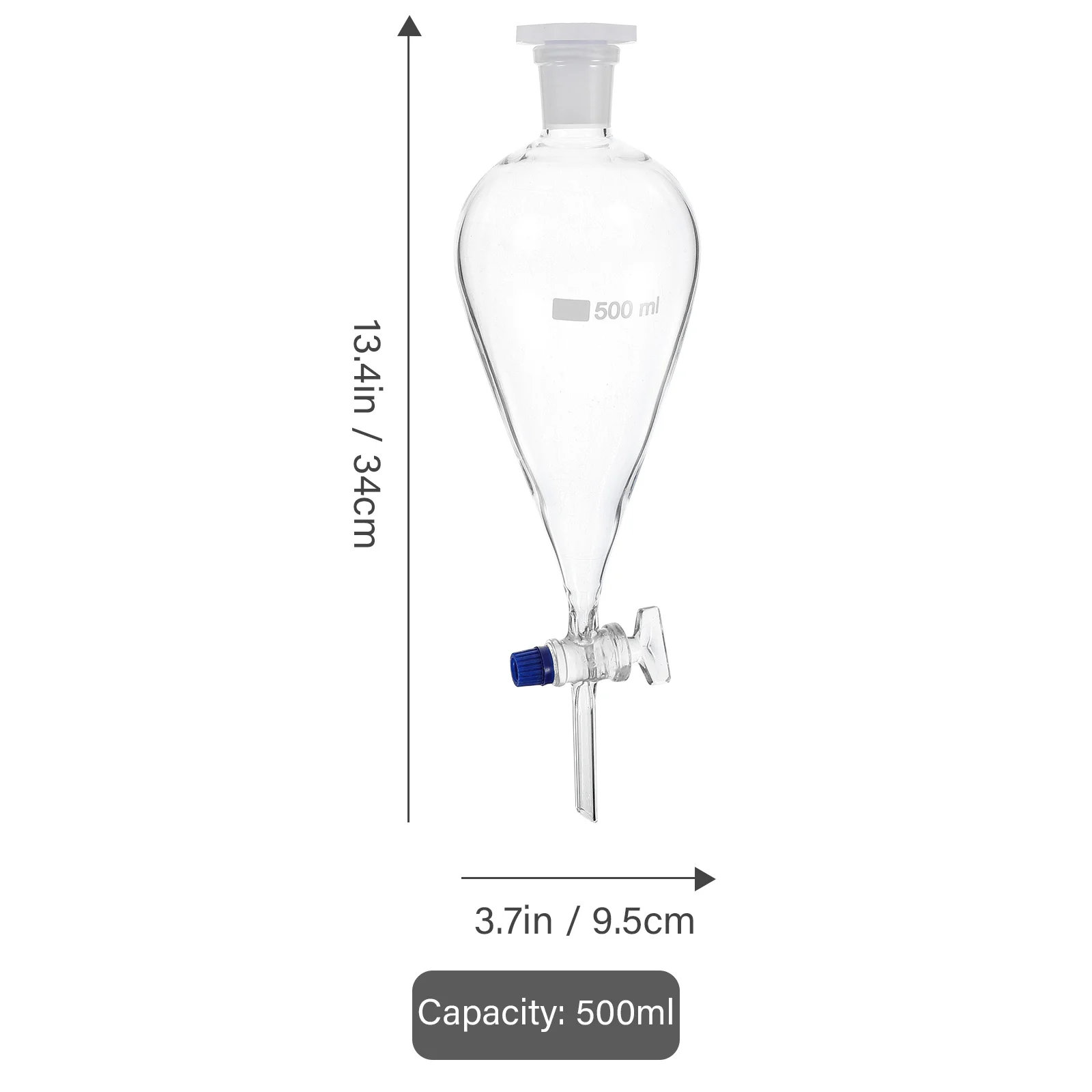 분리 깔때기 유리 분리 깔때기 500ml 실험실 깔때기 화학 실험실 실험을위한 깔때기 투명
