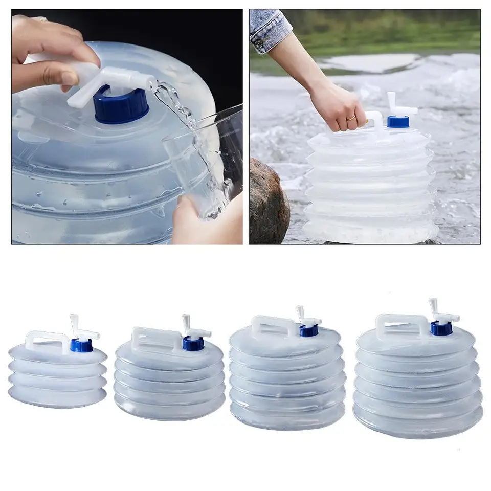 Borsa Per Acqua Pieghevole LUCYLANKER 8 Litri - Senza BPA, Con Rubinetto, Per Campeggio, Escursioni, Esterno - Foto 4